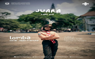 TIM GERAK JALAN PUTRI SMPN 5 BOJONEGORO BERHASIL MENDAPAT JUARA 2 DALAM AJANG LOMBA GERAK JALAN PRAMUKA PENGGALANG TINGKAT SMP/MTS SE - KABUPATEN BOJONEGORO